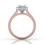 Radiant Cut Diamond Halo Engagement Ring with Pave Side Stones Setting -18K Rose