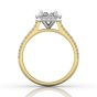 Radiant Cut Diamond Halo Engagement Ring with Pave Side Stones Setting -18K Yellow