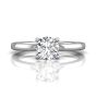 Round Cut 4 Prong Diamond Solitaire Engagement Ring in 18k White Gold Half Round Profile 