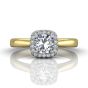 Cushion Cut Halo Engagement Ring in 18k White Gold -18K Yellow