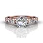 Hidden Halo Round Cut four Claw Set Diamond Engagement Ring In 18K White and Rose Gold 