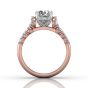 Hidden Halo Round Cut four Claw Set Diamond Engagement Ring In 18K White and Rose Gold 