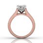 Round Cut Claw Set Diamond Ring With Three Row Side Stone-18K Rose