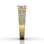 Round Cut Claw Set Diamond Ring With Three Row Side Stone-18K Yellow