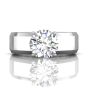 Wide Band Round Cut Diamond Engagement Solitaire Ring -18K White