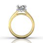 Wide Band Round Cut Diamond Engagement Solitaire Ring -18K Yellow