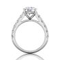 Round Cut 4 Prong Set Diamond Engagement Ring with Pave Set Side Stones-18K White