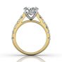 Round Cut 4 Prong Set Diamond Engagement Ring with Pave Set Side Stones-18K Yellow