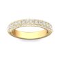 1.50Ct Trio Diamond Round Brilliant Cut Wedding Ring Pave Setting In 18K Yellow Gold 