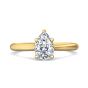 Pear Shape Solitaire Diamond Engagement Ring With a Tapered Plain Band -18K Yellow