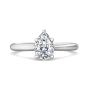 Pear Shape Solitaire Diamond Engagement Ring With a Tapered Plain Band -18K White