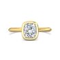 Cushion Cut Bezel Setting Diamond Engagement Ring In a Plain Knife Edge Band 