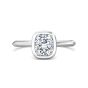 Cushion Cut Bezel Setting Diamond Engagement Ring In a Plain Knife Edge Band -Platinum