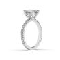 Emerald Cut Hidden Halo Diamond Engagement Ring Four Prong Setting Pave Setting Side Stones  In 18K White Gold 