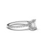 Emerald Cut Hidden Halo Diamond Engagement Ring Four Prong Setting Pave Setting Side Stones  In 18K White Gold 