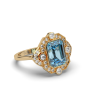 Vintage Style 4 Carat Bezel Set Emerald Cut Aquamarine Diamond Ring In 18K Yellow Gold