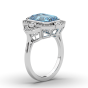 4 Carat Bezel Set Emerald Cut Aquamarine Diamond Ring in 18K  White Gold