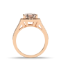 Morganite Diamond Split Band Halo Ring 4CT Emerald Cut Set Set In 18K Rose Gold 