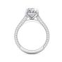  Triple Micro pave Diamond Ring Setting Oval Cut Centre Stone With Hidden Halo In 18K White Gold