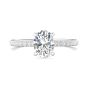 Oval Cut Hidden Halo Diamond Engagement Ring 4 Claw Centre Stone Setting Pave Setting Side Stones In 18K White Gold 