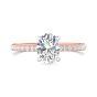 Pave Setting Side Stones Hidden Halo Oval Cut Diamond Engagement Ring In 18K Two Tone White And Rose Gold