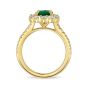 Emerald Diamond Halo Engagement Ring Oval Cut 4 Claw Setting In 18K Yellow Gold 