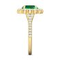 Emerald Diamond Halo Engagement Ring Oval Cut 4 Claw Setting In 18K Yellow Gold 