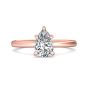 Pear Shape Cut Solitaire Diamond Engagement Ring 5 Claw Setting In a Plain Half Round Shape Band-18K Rose