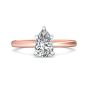 Pear Shape Cut Solitaire Diamond Engagement Ring 5 Claw Setting In a Plain Half Round Shape Band-18K Rose