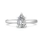 Pear Shape Cut Solitaire Diamond Engagement Ring 5 Claw Setting In a Plain Half Round Shape Band-18K White