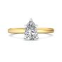 Pear Shape Cut Solitaire Diamond Engagement Ring 5 Claw Setting In a Plain Half Round Shape Band-18K Yellow