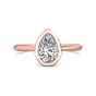 Pear Shape Cut Bezel Setting Diamond Engagement Ring In a Plain Knife Edge Band-18K Rose