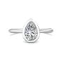 Pear Shape Cut Bezel Setting Diamond Engagement Ring In a Plain Knife Edge Band-Platinum