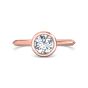  Bezel Setting Round Brilliant Cut Diamond Engagement Ring In a Plain Knife Edge Band-18K Rose