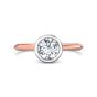  Bezel Setting Round Brilliant Cut Diamond Engagement Ring In a Plain Knife Edge Band-18K Rose