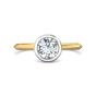  Bezel Setting Round Brilliant Cut Diamond Engagement Ring In a Plain Knife Edge Band-18K Yellow