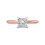 Princess Cut Solitaire Diamond Engagement Ring 4 Claw Setting Knife Edge Band -18K Rose