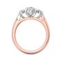 Oval Cut Trilogy 3 Stones Diamond Ring with Oval Cut Side Stones Claw Setting -18K Rose