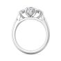 Oval Cut Trilogy 3 Stones Diamond Ring with Oval Cut Side Stones Claw Setting -Platinum