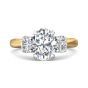 Oval Cut Trilogy 3 Stones Diamond Ring with Oval Cut Side Stones Claw Setting -18K Yellow