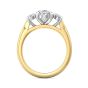 Oval Cut Trilogy 3 Stones Diamond Ring with Oval Cut Side Stones Claw Setting -18K Yellow