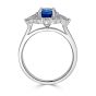 Oval Cut Halo Trilogy Sapphire and Diamond Ring Claw Set In 18K White Gold