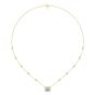 Halo Diamond Necklace Emerald Cut Four Claw Setting Adjustable Chain In 18K Yellow Gold 