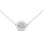 Pear Shape Diamond Halo Necklace Lab Grown Pave Setting With Curb Link Chain  In 18K White Gold 