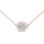 1.00CT Pear Shape Halo Pendant Necklace Lab Grown Diamond 3 Claw Setting with Adjustable Curb Link Chain In 18K Rose Gold 