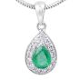 Emerald Diamond Halo Pendant in 18 Karat White Gold