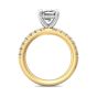 Ladies Two-Tone Hidden Halo Emerald Cut Diamond Engagement Ring 4 Claw Setting Centre Stone Pave Setting Side Stones In -18K Yellow