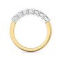 7 Stones Emerald Cut Anniversary Diamond Wedding Band 4 Claw Setting -18K Yellow