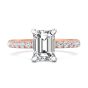 Ladies Two-Tone Hidden Halo Emerald Cut Diamond Engagement Ring Pave Setting Side Stones In -18K Rose