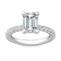 Ladies Two-Tone Hidden Halo Emerald Cut Diamond Engagement Ring 4 Claw Setting Centre Stone Pave Setting Side Stones In -Platinum